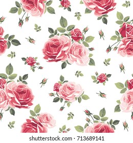 Seamless pattern with roses. Vintage floral background. Vector illustration