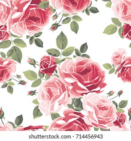 Seamless pattern with roses. Vintage floral background. Vector illustration