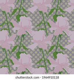 Seamless pattern with roses. Vintage print with flowers. Suitable for background posters and banners. Texture for clothing, dresses, curtains or bedding. Illustration for cards and covers. EPS 10 