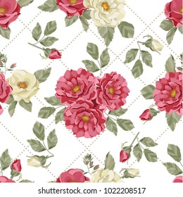 Seamless pattern with roses. Vintage roses wallpaper. Rose vector