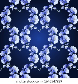 Seamless pattern with roses.Blue flowers, leaves  background. Abstract colorful pattern  in floral style. Idea for material, scarf, fabric, textile, wallpaper, wrapping paper. Vector
