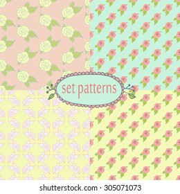 Seamless pattern with roses.Set.