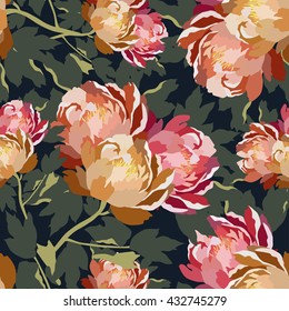 Seamless pattern with roses.Vector textile print.Colorful textile texture