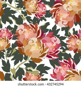 Seamless pattern with roses.Vector textile print.Colorful textile texture