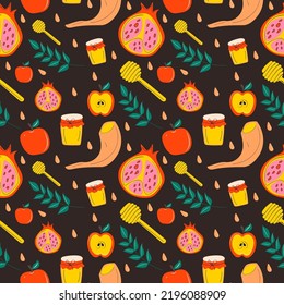 Seamless pattern for Rosh Hashanah- jewish new year .Vector background for wallpaper, greeting card and graphic design.