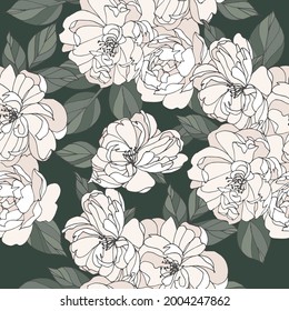 Seamless pattern with rosrs. Floral wreath. Flowers background for cosmetics packaging