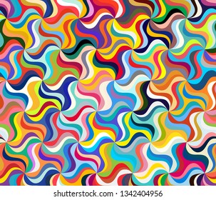 Seamless pattern with rotating figures. Optical illusion of movement of forms in space.