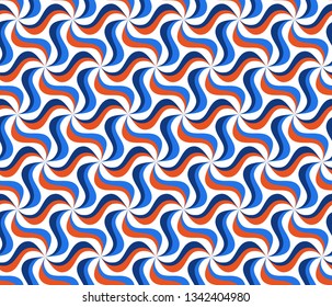 Seamless pattern with rotating figures. Optical illusion of movement of forms in space.