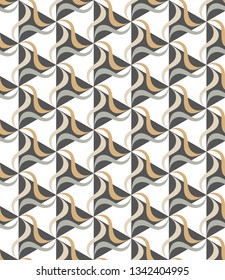 Seamless pattern with rotating figures. Optical illusion of movement of forms in space.