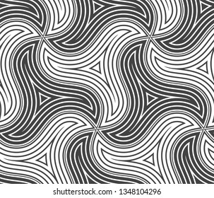 Seamless pattern with rotating figures. Optical illusion of movement of forms in space.
