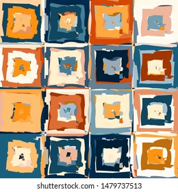 Seamless pattern. Rough checkered texture. A variety of shades. Strokes of a rough brush. Grunge style.