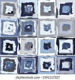 Seamless pattern. Rough checkered texture. A variety of shades. Strokes of a rough brush. Grunge style.