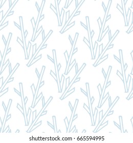 Seamless pattern of rough twigs or sticks. Schematic twigs in the style of doodle. Infinitely repeating motif of natural forms. Pattern in thin line style. Pen strokes background. Vector illustration.