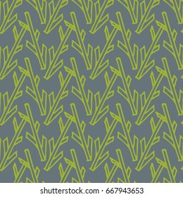 Seamless pattern of rough twigs or sticks. Schematic twigs in the style of doodle. Infinitely repeating motif of natural forms. Pattern in thin line style. Vector illustration.