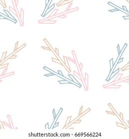 Seamless pattern of rough twigs or sticks. Schematic twigs in the style of doodle. Infinitely repeating motif of natural forms. Pattern in thin line style. Vector illustration.