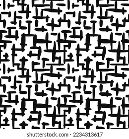 Seamless pattern, rough vector background, black and white
