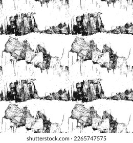 Seamless pattern, rough vector background, black and white