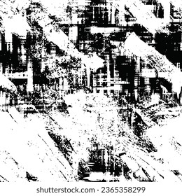 Seamless pattern, rough vector background, grunge texture, black and white