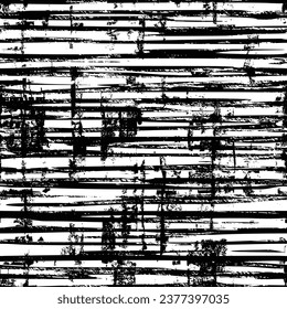 Seamless pattern, rough vector background, black and white