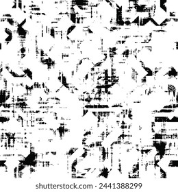 Seamless pattern, rough vector background, black and white