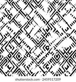 Seamless pattern, rough vector background, black and white