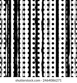 Seamless pattern, rough vector background, grunge texture, black and white