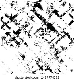 Seamless pattern, rough vector background, black and white