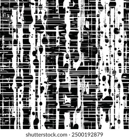 Seamless pattern, rough vector background, grunge texture, black and white