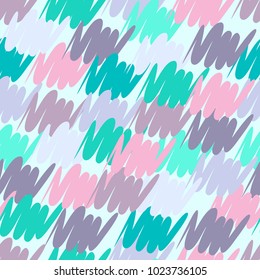 A seamless pattern of roughly shaded colorful doodles