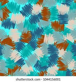 A seamless pattern of roughly shaded colorful doodles