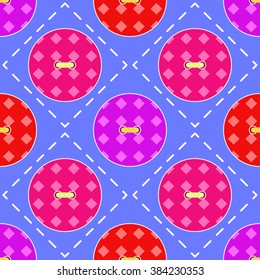 Seamless pattern with round buttons in fabric style