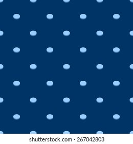 Seamless pattern of round buttons in the style of Lego volume in the plane of blue and dark blue