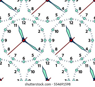 Seamless pattern of the round clock dials