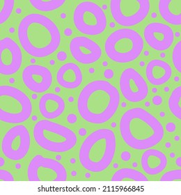 Seamless pattern round donut motif in random style on green background