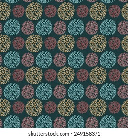 Seamless pattern with round doodle elements