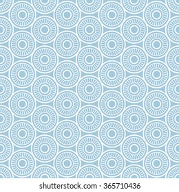 Seamless pattern of round elements, blue vector background