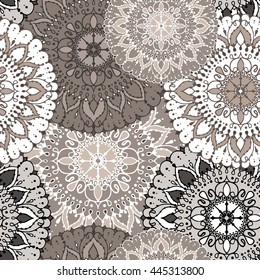 Seamless pattern with round floral ornament. Round Pattern Mandala. Floral background for the greeting cards,  invitation, template frame design for business style, cards or else. Vector illustration