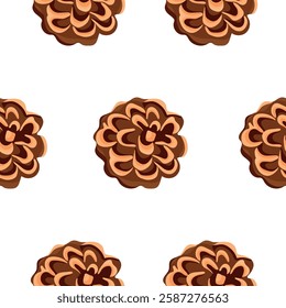seamless pattern with round forest cones on a white background, for packaging or textile