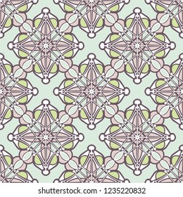 Seamless pattern with round hand drawn mandala.