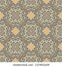 Seamless pattern with round hand drawn mandala.