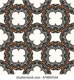 Seamless pattern. Round Ornament Pattern. Vintage decorative elements. Hand drawn background. Islam, Arabic, Indian, ottoman motifs.
