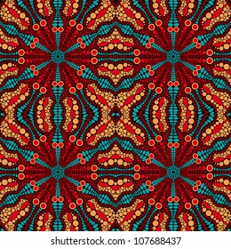 Seamless Pattern with Round Ornamental Element. Vector Illustration Background