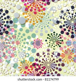 Seamless pattern with round ornamental elements. Vector design background.