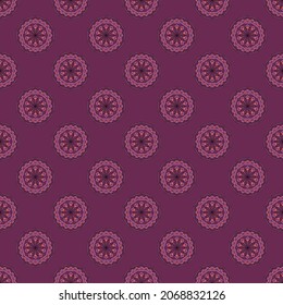 Seamless pattern with the round ornaments. Mandala graphic design texture. Decorative background for textile, web, stationery, scrapbook, wallpaper, wrapping paper