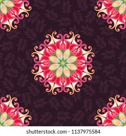 Seamless pattern with a round paisley pattern
