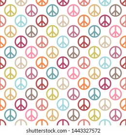 Seamless Pattern Round Peace Icon Different Retro Colors
