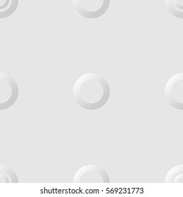 Seamless pattern. Round raised objects. Grey tones.
