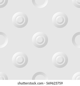Seamless pattern. Round raised objects. Grey tones.