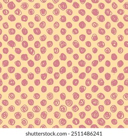 Seamless pattern with round segments of lines forming an uneven circle, like a spiral. Vector illustration