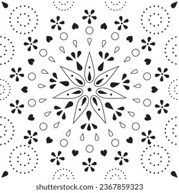 Seamless pattern with round shape, black and white colour, modern design stripes background. Vector illustration.